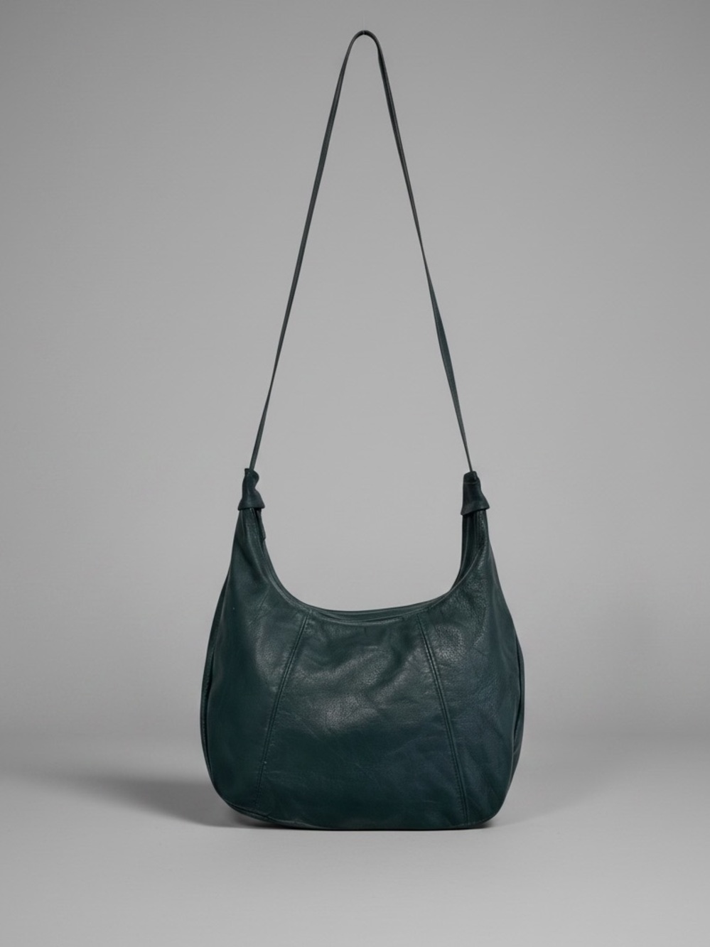 Vintage 80’s Leather Crescent Bag In Retro 80’s Green